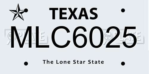 MLC6025 Texas License Plate