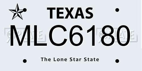 MLC6180 Texas License Plate