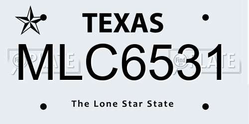 MLC6531 Texas License Plate