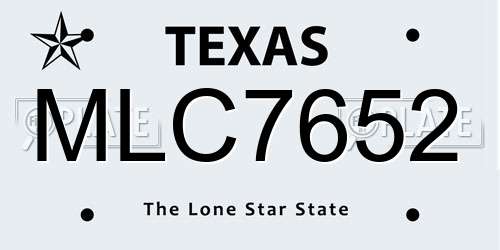 MLC7652 Texas License Plate
