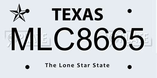 MLC8665 Texas License Plate