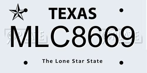 MLC8669 Texas License Plate