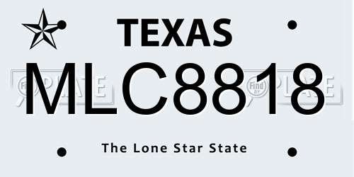 MLC8818 Texas License Plate