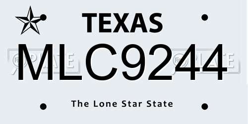 MLC9244 Texas License Plate