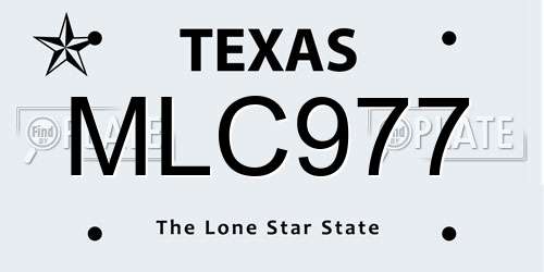 MLC977 Texas License Plate