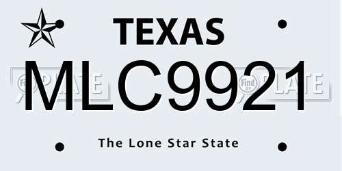 MLC9921 Texas License Plate