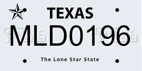 MLD0196 Texas License Plate
