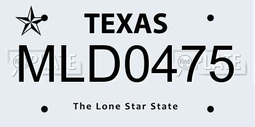 MLD0475 Texas License Plate