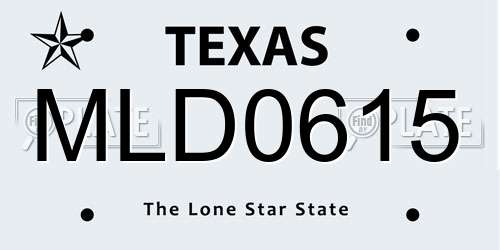 MLD0615 Texas License Plate