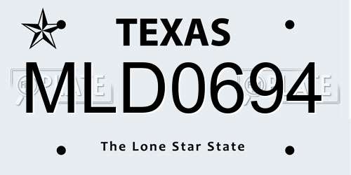 MLD0694 Texas License Plate