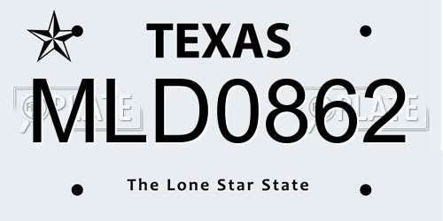 MLD0862 Texas License Plate