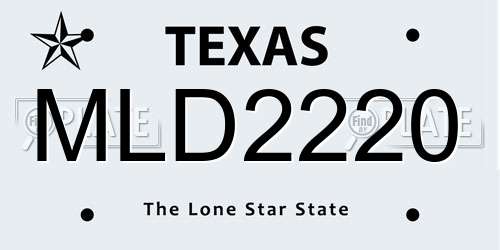 MLD2220 Texas License Plate