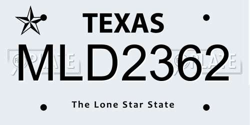 MLD2362 Texas License Plate