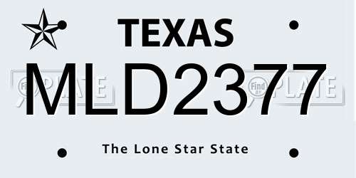 MLD2377 Texas License Plate