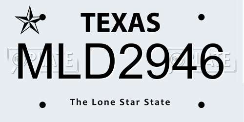 MLD2946 Texas License Plate