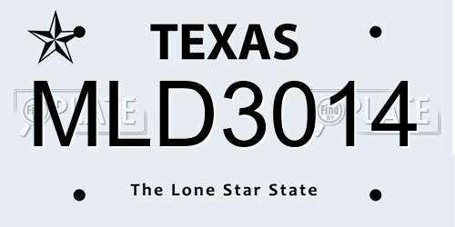 MLD3014 Texas License Plate