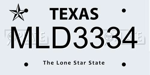 MLD3334 Texas License Plate