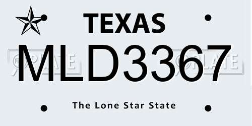 MLD3367 Texas License Plate