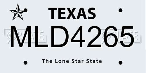 MLD4265 Texas License Plate