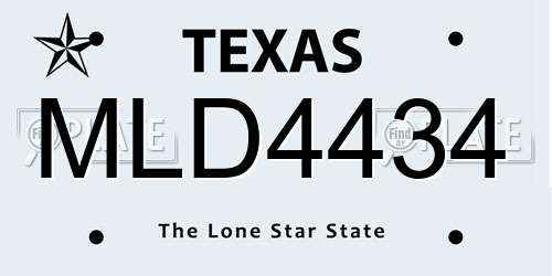MLD4434 Texas License Plate