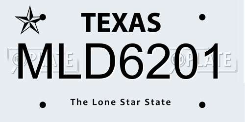 MLD6201 Texas License Plate