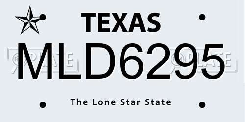 MLD6295 Texas License Plate