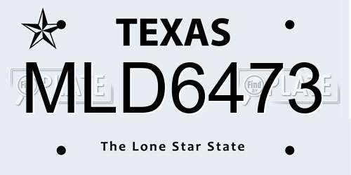 MLD6473 Texas License Plate