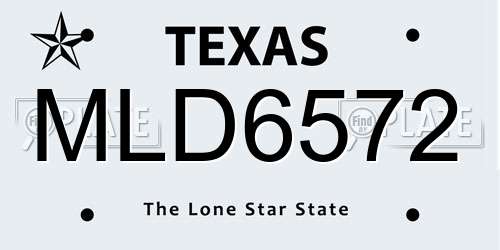 MLD6572 Texas License Plate
