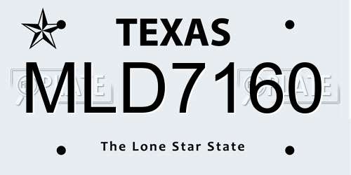 MLD7160 Texas License Plate