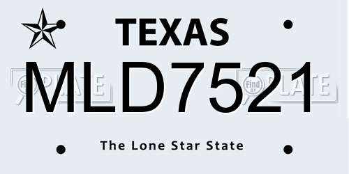 MLD7521 Texas License Plate