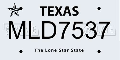 MLD7537 Texas License Plate