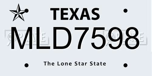 MLD7598 Texas License Plate