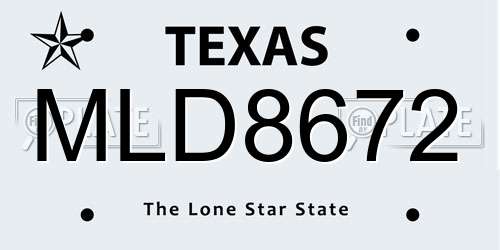 MLD8672 Texas License Plate