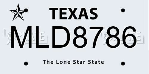 MLD8786 Texas License Plate