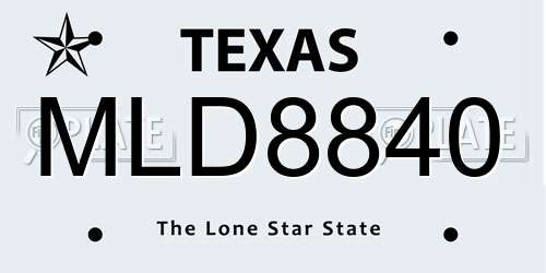 MLD8840 Texas License Plate