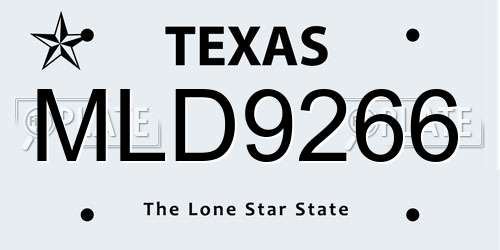 MLD9266 Texas License Plate