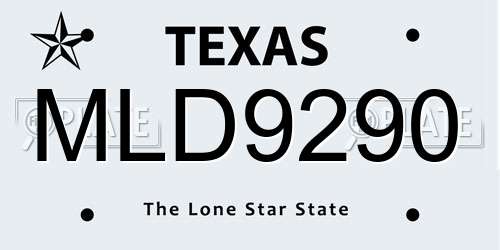 MLD9290 Texas License Plate