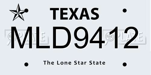 MLD9412 Texas License Plate