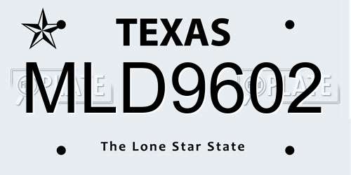 MLD9602 Texas License Plate
