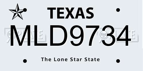 MLD9734 Texas License Plate