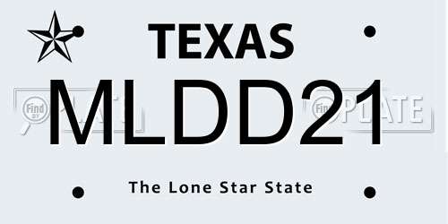 MLDD21 Texas License Plate