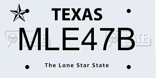 MLE47B Texas License Plate