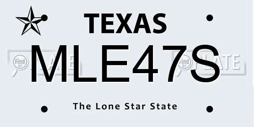 MLE47S Texas License Plate