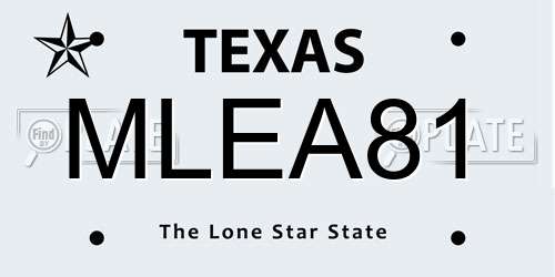 MLEA81 Texas License Plate