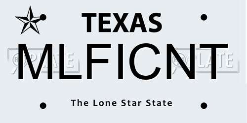 MLFICNT Texas License Plate