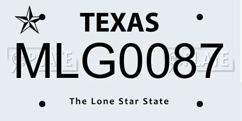 MLG0087 Texas License Plate