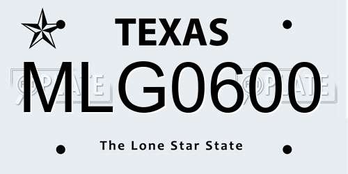 MLG0600 Texas License Plate