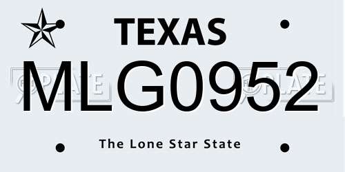 MLG0952 Texas License Plate