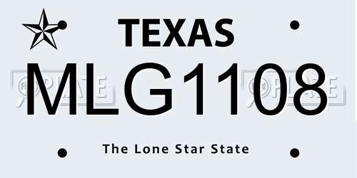 MLG1108 Texas License Plate