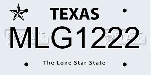 MLG1222 Texas License Plate